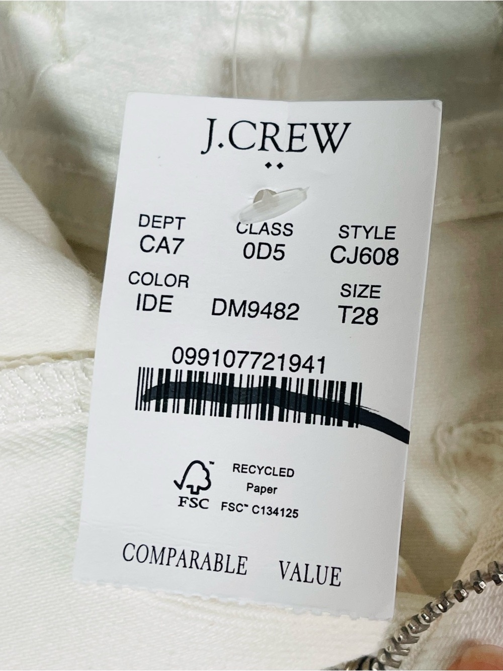 J Crew Fac NWT Wide Leg Embroidered Crop Jeans Size 28T Ivory Denim Embroidery - Picture 9 of 12